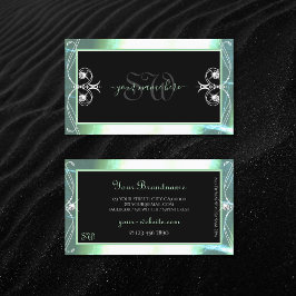 Stilvolle Schwarz Aquamarin Sparkle Jewels Monogra Visitenkarte