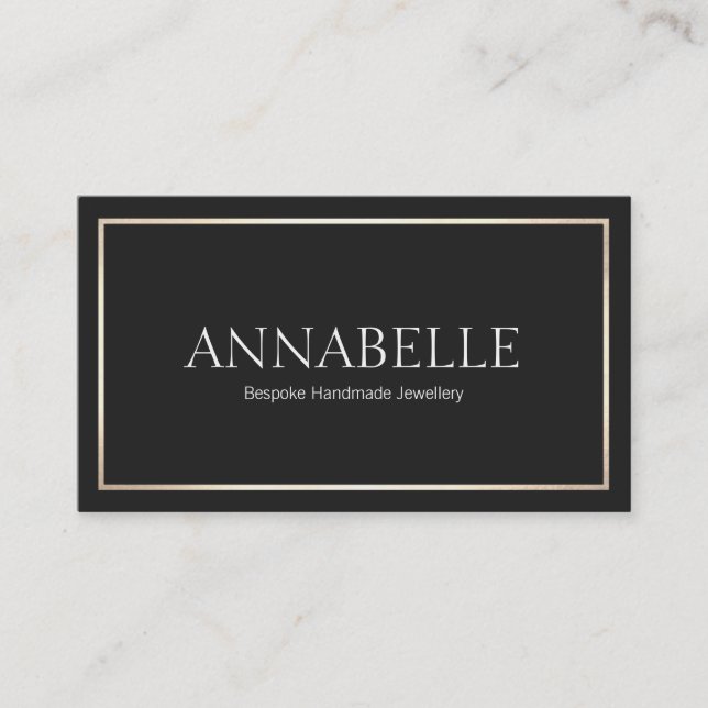 Stilvolle Schwarz Beruflich Designer Gold Border Visitenkarte (Vorderseite)