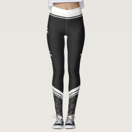 Stilvolle schwarz-blumenweiße Streifen und Name mo Leggings