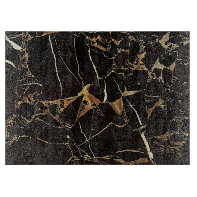 Stilvolle Schwarz-Gold-Marmor | Benutzerdefiniert  Schneidebrett (Vorderseite)