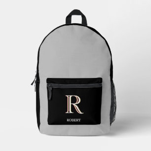 Stilvolle schwarz-graue Monogramm-Bezeichnung Bedruckter Rucksack