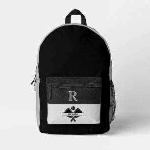 Stilvolle schwarz-graue Pickleball Design Monogram Bedruckter Rucksack