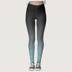Stilvolle Schwarz Gray Aquamarine rustikale ombre Leggings