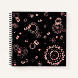 Stilvolle, schwarz-rosa Blume handbemalt Notizbuch