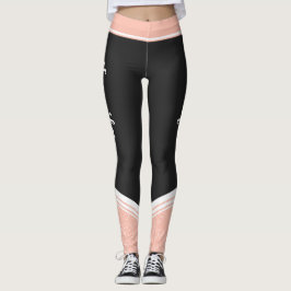Stilvolle schwarz-rosa, blumenweiße Streifen und N Leggings