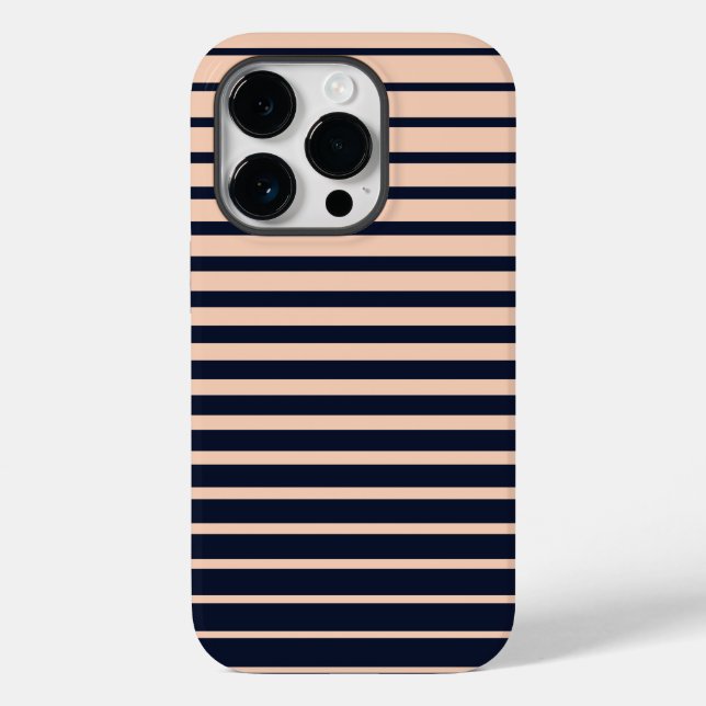 Stilvolle schwarz-rosa Monogramm Streifen Case-Mate iPhone 14 Pro Hülle (Rückseite)