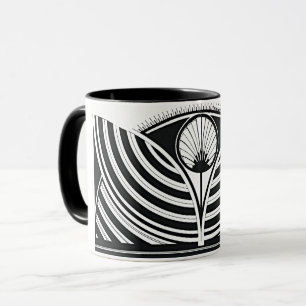 Stilvolle Schwarz-Weiß-Blumenkunst Tasse