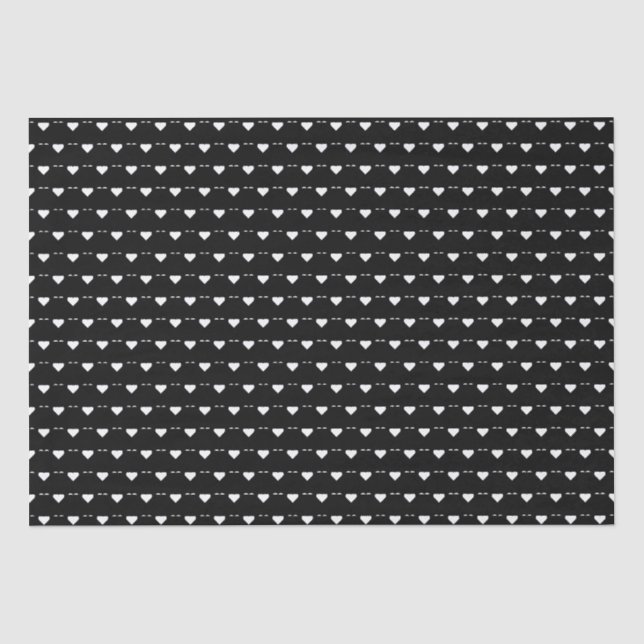 Stilvolle Schwarz-Weiß-Herzen | Custom Seidenpapier (Vorderseite)