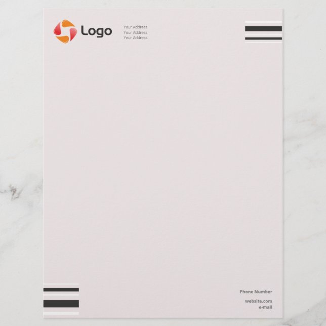 Stilvolle Schwarz-Weiß-Minimal-Squared-Linien Briefbogen (Vorderseite)
