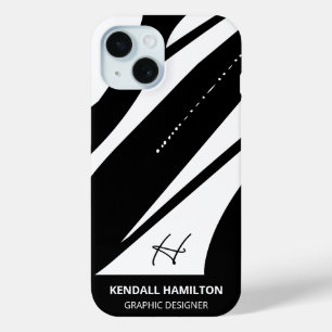 Stilvolle Schwarz-Weiß-Moderne Monogram Abstrakt Case-Mate iPhone Hülle