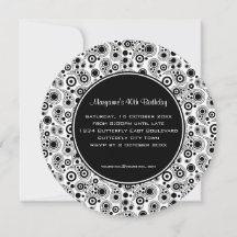 Stilvolle Schwarz-Weiß-Paisley-Stile zum Geburtsta