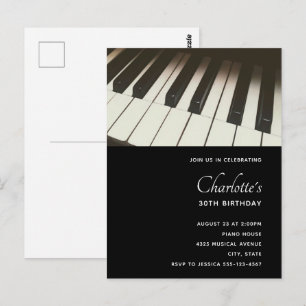 Stilvolle Schwarz-Weiß-Piano-Tasten-Foto - Geburts Postkarte