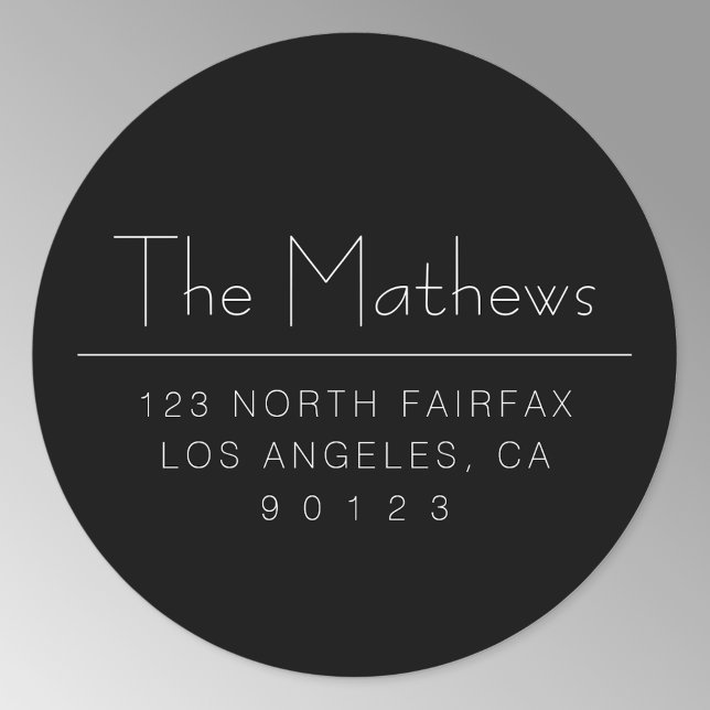 Stilvolle Schwarz/Weiß-Rücksendeadresse oder ander Runder Aufkleber (Von Creator hochgeladen)