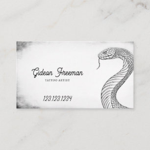 Stilvolle Schwarz-Weiß Schlange Tattoo Artist Visitenkarte