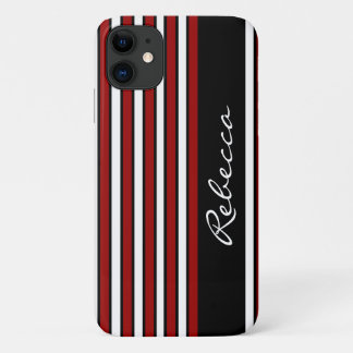 Stilvolle schwarz-weiß Streifen Case-Mate iPhone Hülle