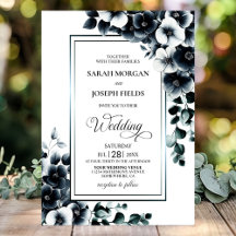 Stilvolle Schwarz-weiße Blumenhochzeit