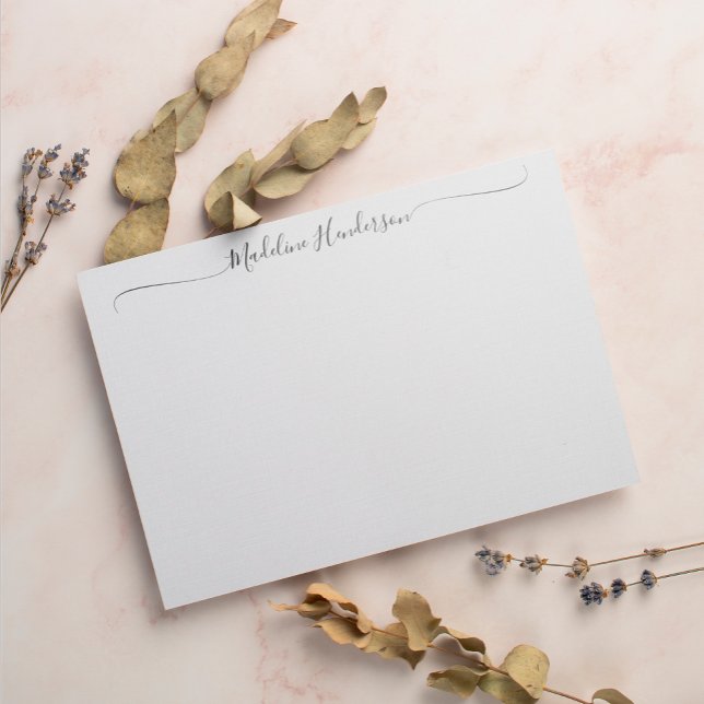 Stilvolle Schwarz-weiße Girly Script Note Card Mitteilungskarte (Von Creator hochgeladen)