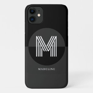 Stilvolle Schwarz-weiße Gray Geometric Modern Mono Case-Mate iPhone Hülle