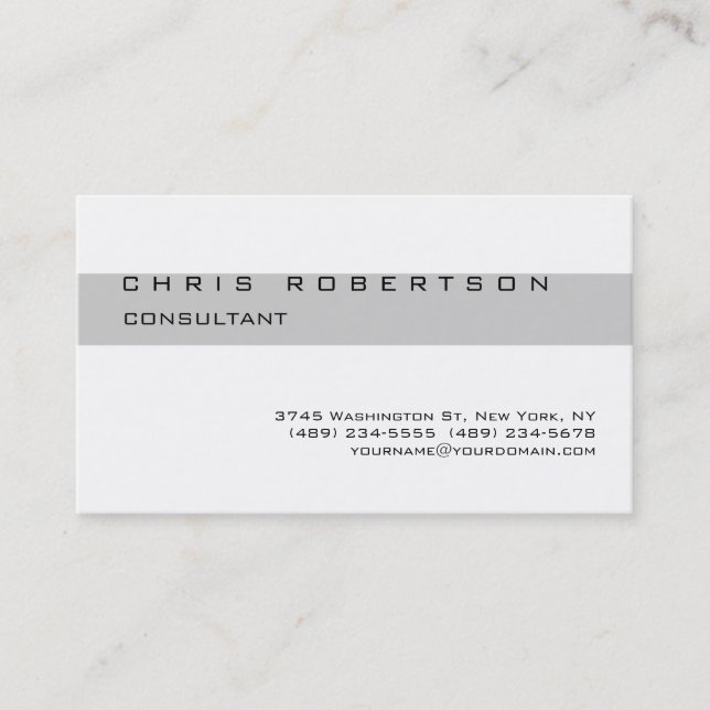 Stilvolle Schwarz-weiße Gray Stripe Business Card Visitenkarte (Vorderseite)