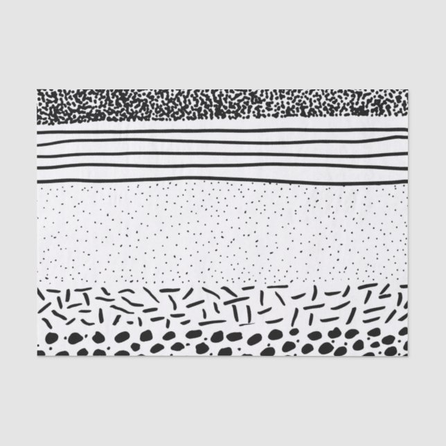 Stilvolle Schwarz-weiße Hand gezeichnete Seidenpapier (Vorderseite)