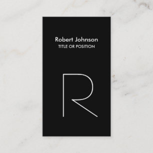 Stilvolle Schwarz-weiße Monogram Business Card Visitenkarte