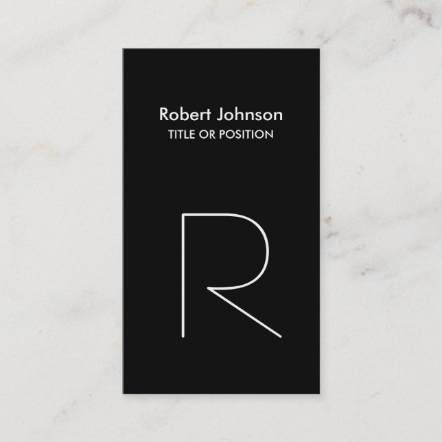 Stilvolle Schwarz-weiße Monogram Business Card Visitenkarte (Vorderseite)
