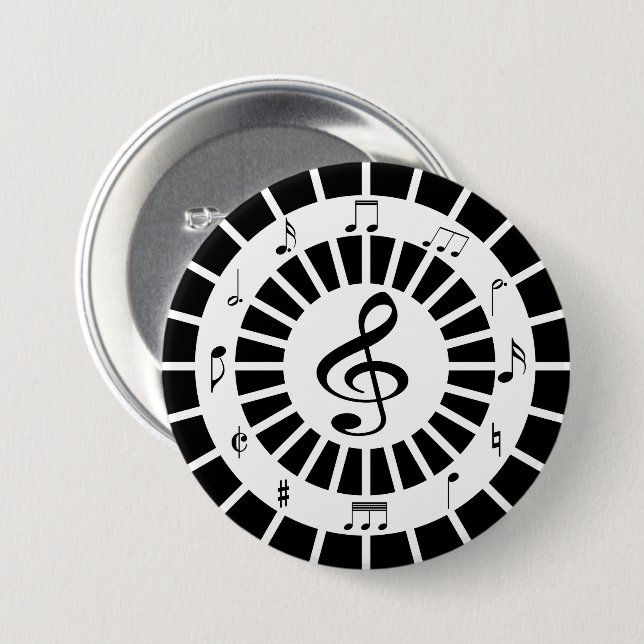 Stilvolle Schwarz-weiße Noten Button (Vorne & Hinten)