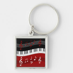 Stilvolle Schwarz-weiße Piano Keys und Notizen Schlüsselanhänger