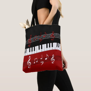 Stilvolle Schwarz-weiße Piano Keys und Notizen Tasche