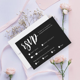 Stilvolle Schwarz-weiße QR-Hochzeit RSVP Karte