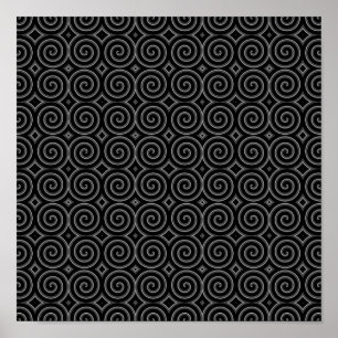 Stilvolle, schwarz-weiße Spiralkonstruktion. Poster