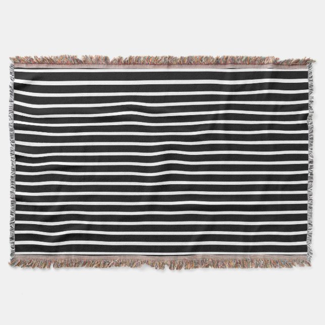 Stilvolle schwarz-weiße Streifen moderne, elegante Decke (Vorderseite)