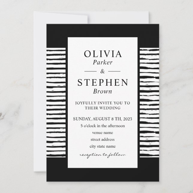 Stilvolle schwarz-weiße Typografie Wedding Invitat Einladung (Vorderseite)