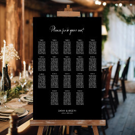 Stilvolle schwarze 18 Tisch Hochzeitskarte Poster