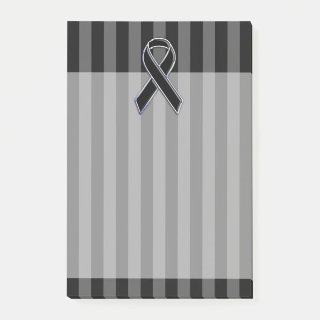 Stilvolle schwarze Band-Bewusstsein Vertikale Stre Post-it Klebezettel (Vorderseite)