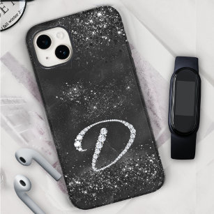Stilvolle schwarze Imitate Crystal Kristall Buchst Case-Mate iPhone Hülle