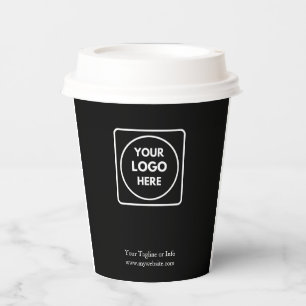 Stilvolle schwarze minimalistisches Logo Firmen-Pa Pappbecher