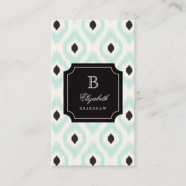 Stilvolle Schwarze Minze Diamant Ikat Monogram Visitenkarte