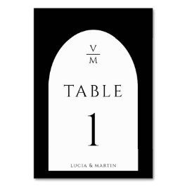 Stilvolle Schwarze Monogramm Anfangsname Hochzeit Tischnummer