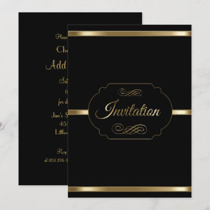 Stilvolle schwarze und goldene Partyvorlage Einladung