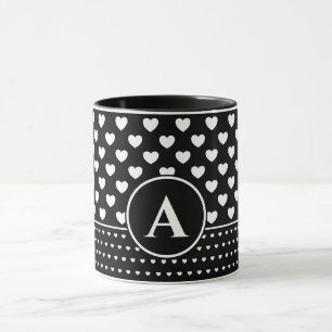 Stilvolle schwarze und weiße Herzen - Benutzerdefi Tasse