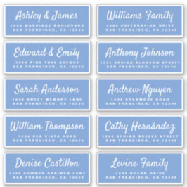 Stilvolle Script Blue Wedding Guest Address Labels