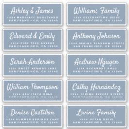 Stilvolle Script Blue Wedding Guest Address Labels