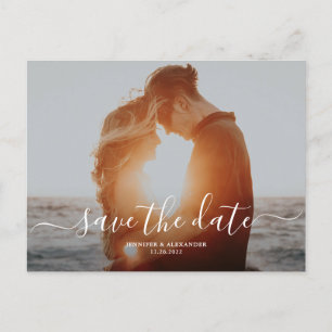 Stilvolle Script Chic Save the Date Hochzeit Postkarte