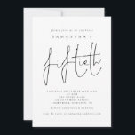 Stilvolle Script Fiftieth Birthday Party Einladung<br><div class="desc">Stilvolle Script Fiftieth Birthday Party. Fünfzig ist Set in einem modernen Stil der Handschrift. Personalisieren Sie einfach die Erholung des Textes auf Ihren eigenen. Sie können Text und Hintergrund in jede gewünschte Farbe ändern,  indem Sie die weitere Option Anpassen wählen.</div>