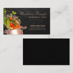 Stilvolle Script Food Pan Personal Koch Catering Visitenkarte