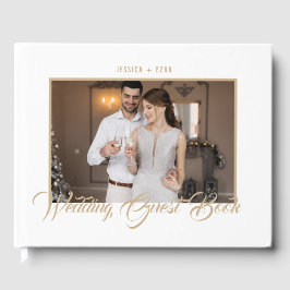 Stilvolle Script Gold und White | FOTO Gästebuch