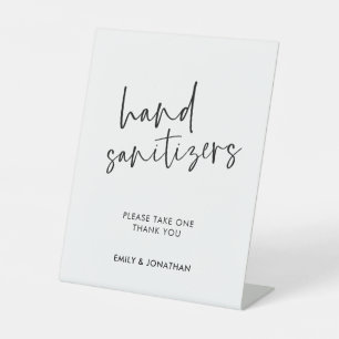Stilvolle Script Hand Sanitizer Wedding Sockelschild