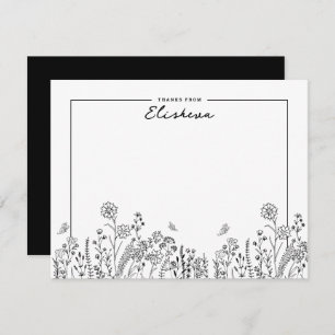 Stilvolle Script Minimalistisch Floral Sketch Mitteilungskarte