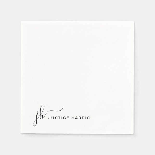 Stilvolle Script Monogram Modern Beruflich Serviette (Vorderseite)